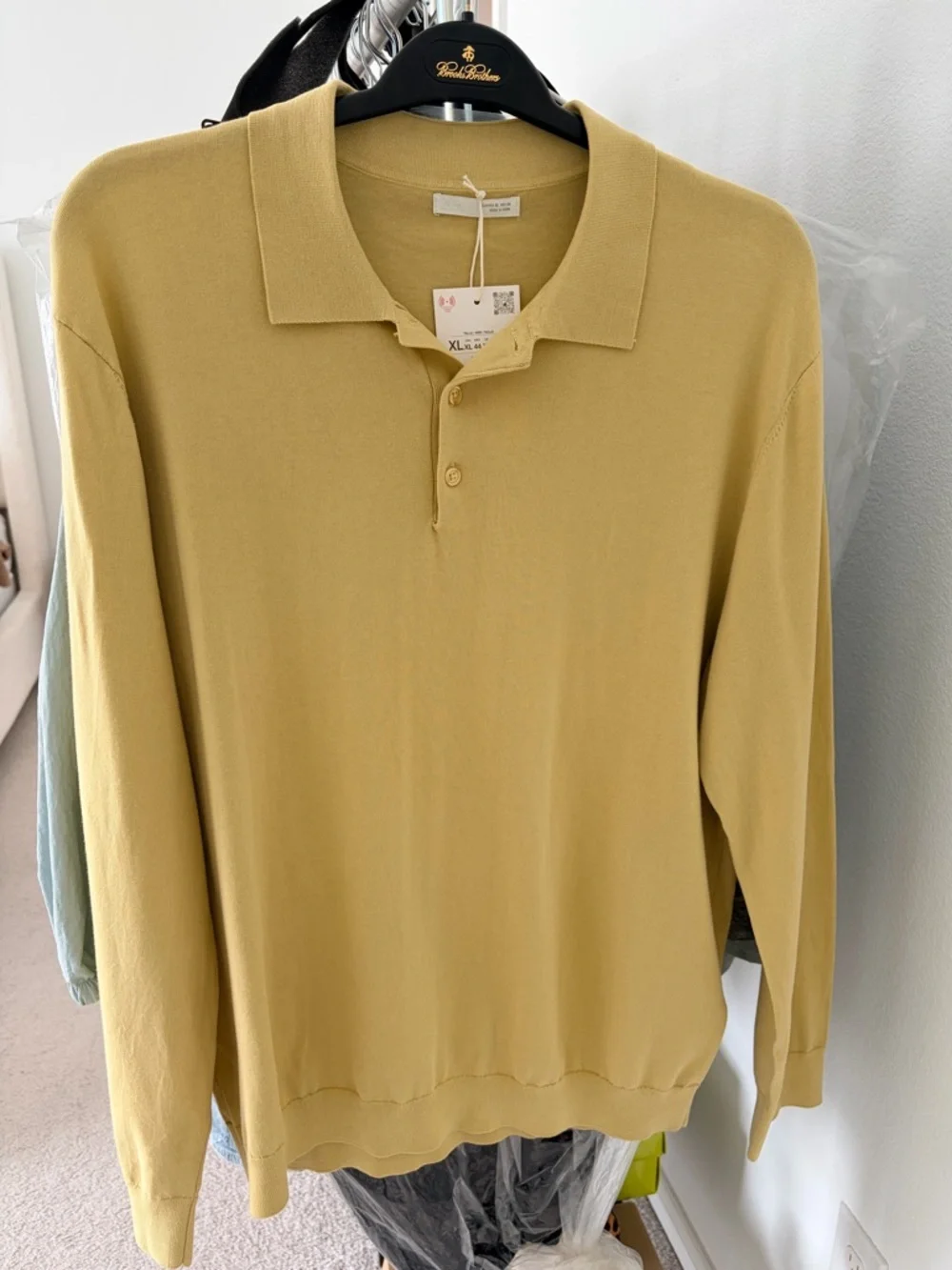 NWT Zara Men's Knit Polo Sweater Lime Green Size XL